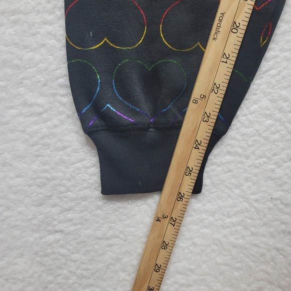 Justice Girls Care Bears Rainbow Foil Heart Black Sweatpants Sweats - Picture 7 of 7